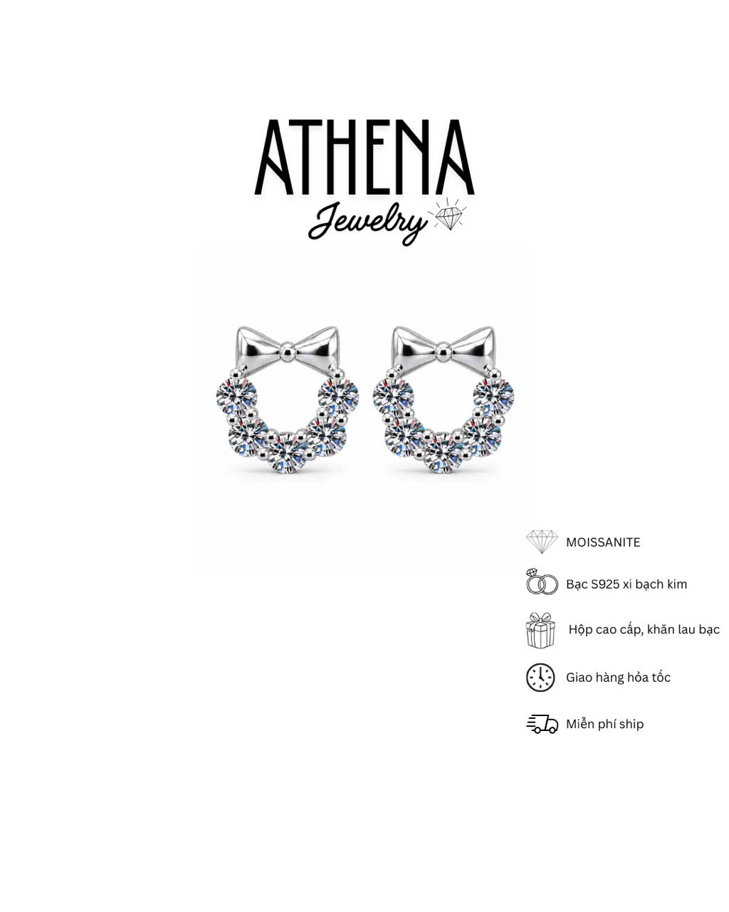 Bông hoa nơ full moissanite, hình 2