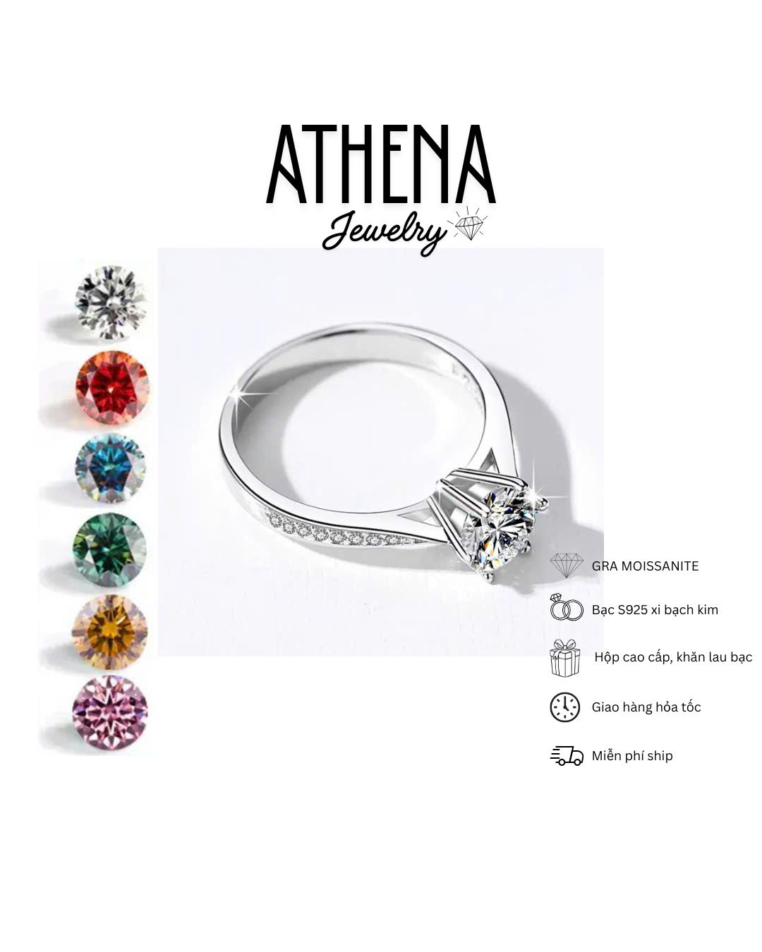 Nhẫn đính đá 6 chấu, hình 2