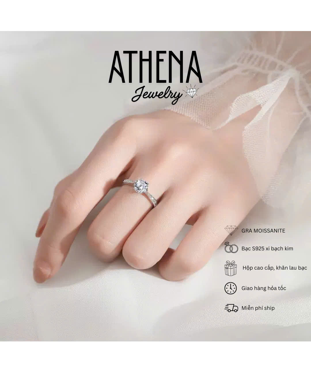 Nhẫn đính đá 6 chấu, hình 3