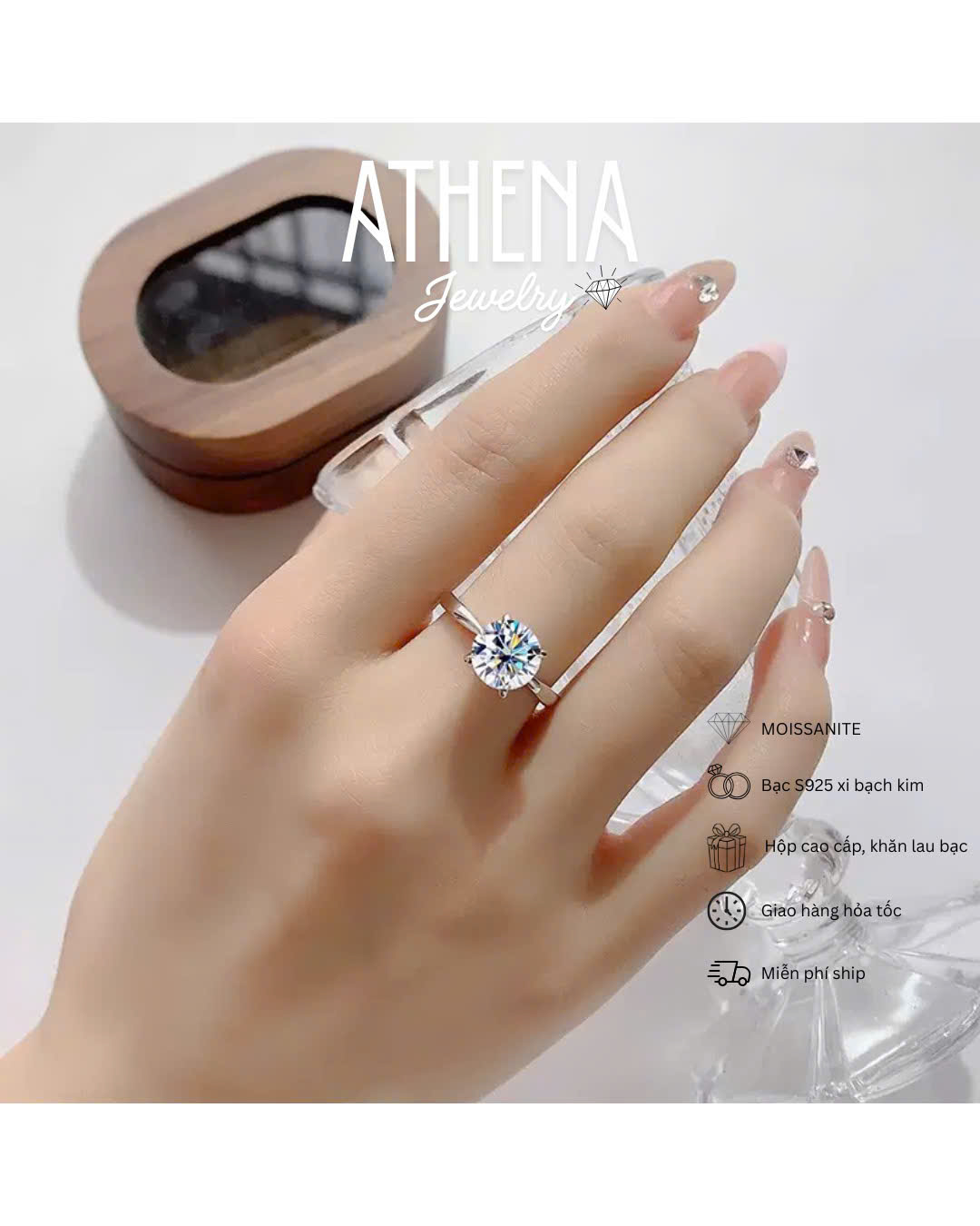 Nhẫn 4 chấu bản dày, hình 5