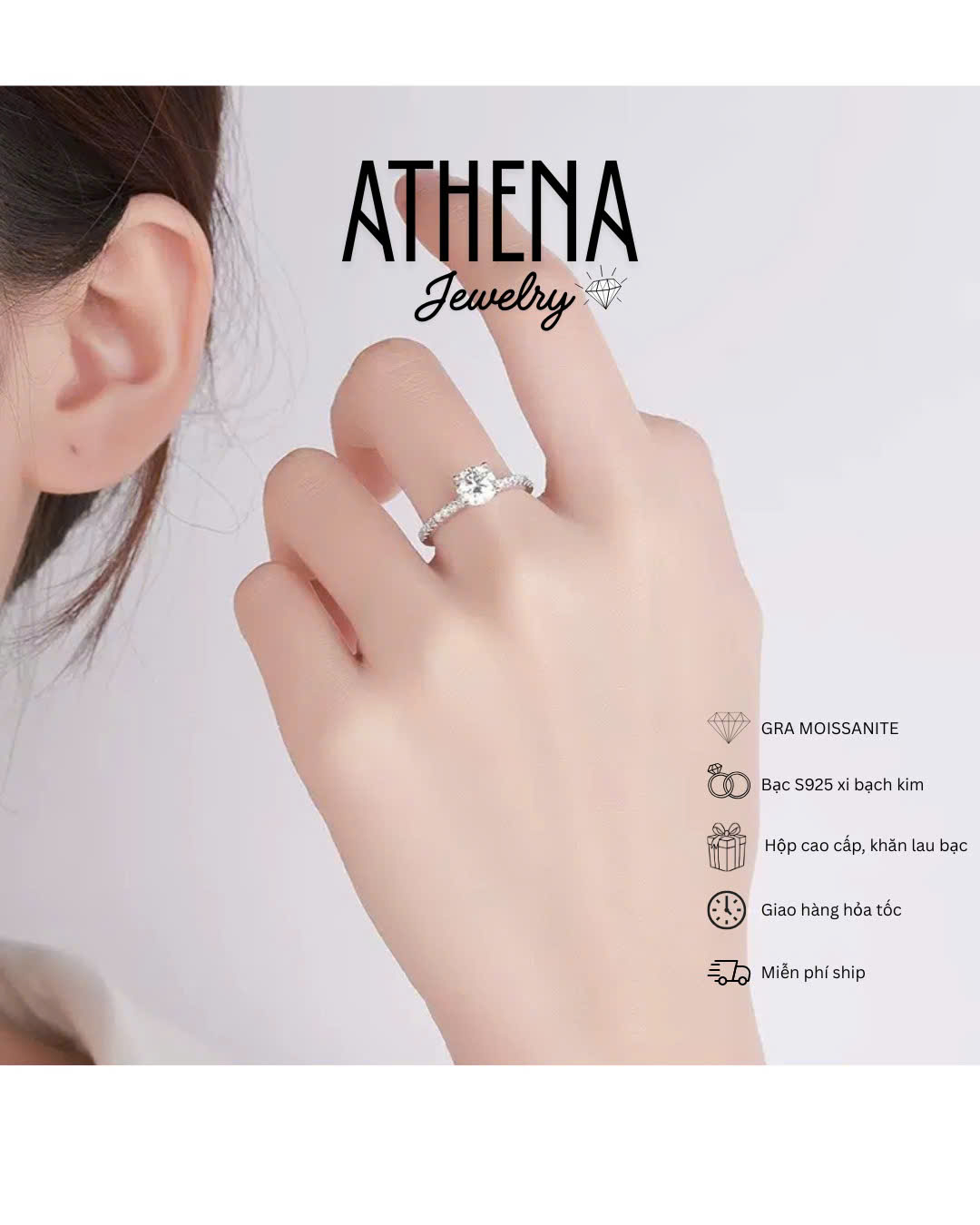 Nhẫn 4 chấu viền đá