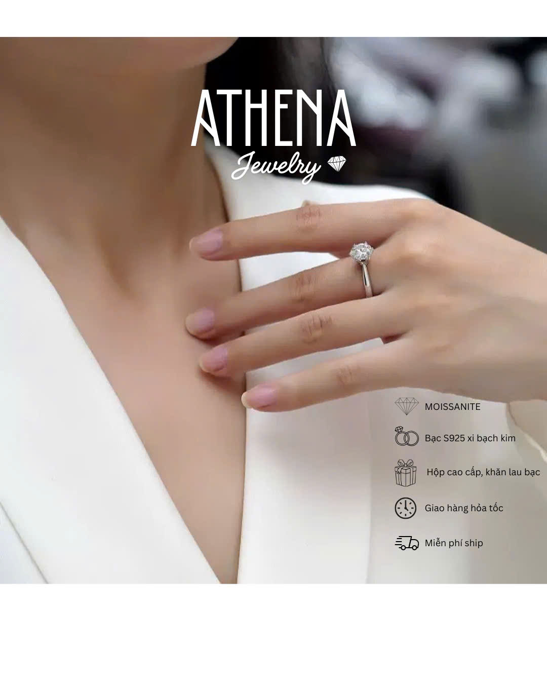 Nhẫn 6 chấu vỏ trơn ổ vương miện, hình 2