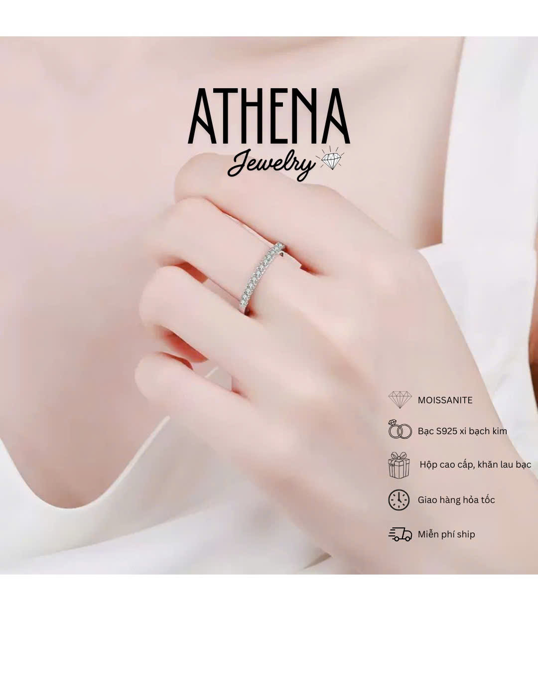 Nhẫn full 1 hàng đá