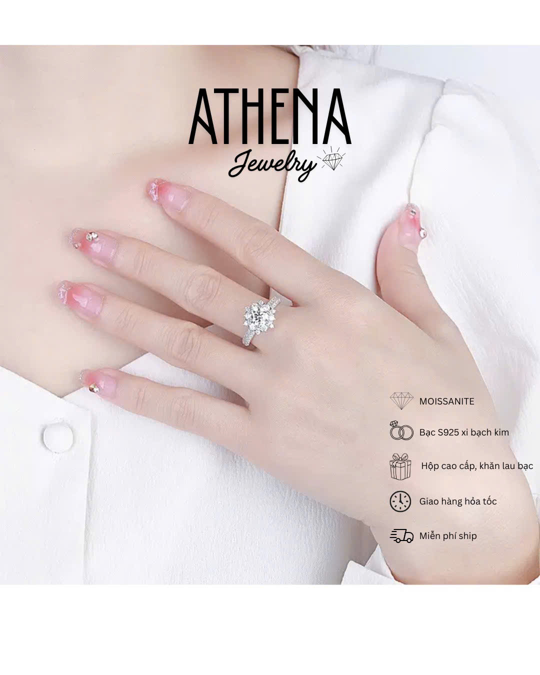 Nhẫn hoa tuyết 6,5mm