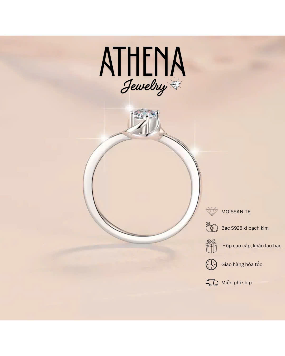 Nhẫn mặt hoa hồng 3,5mm, hình 3