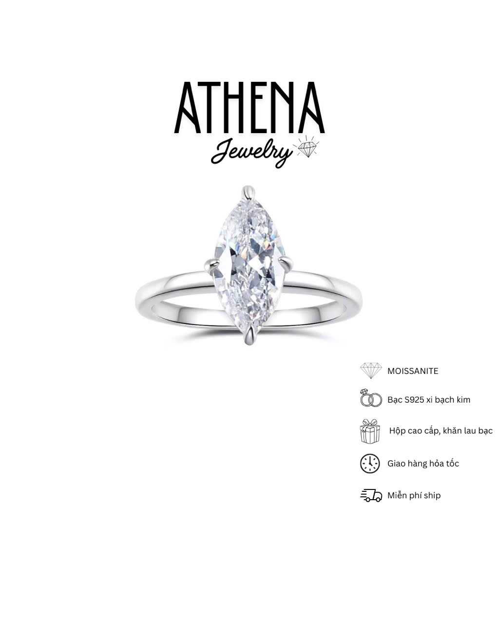 Nhẫn marquise 1 ct