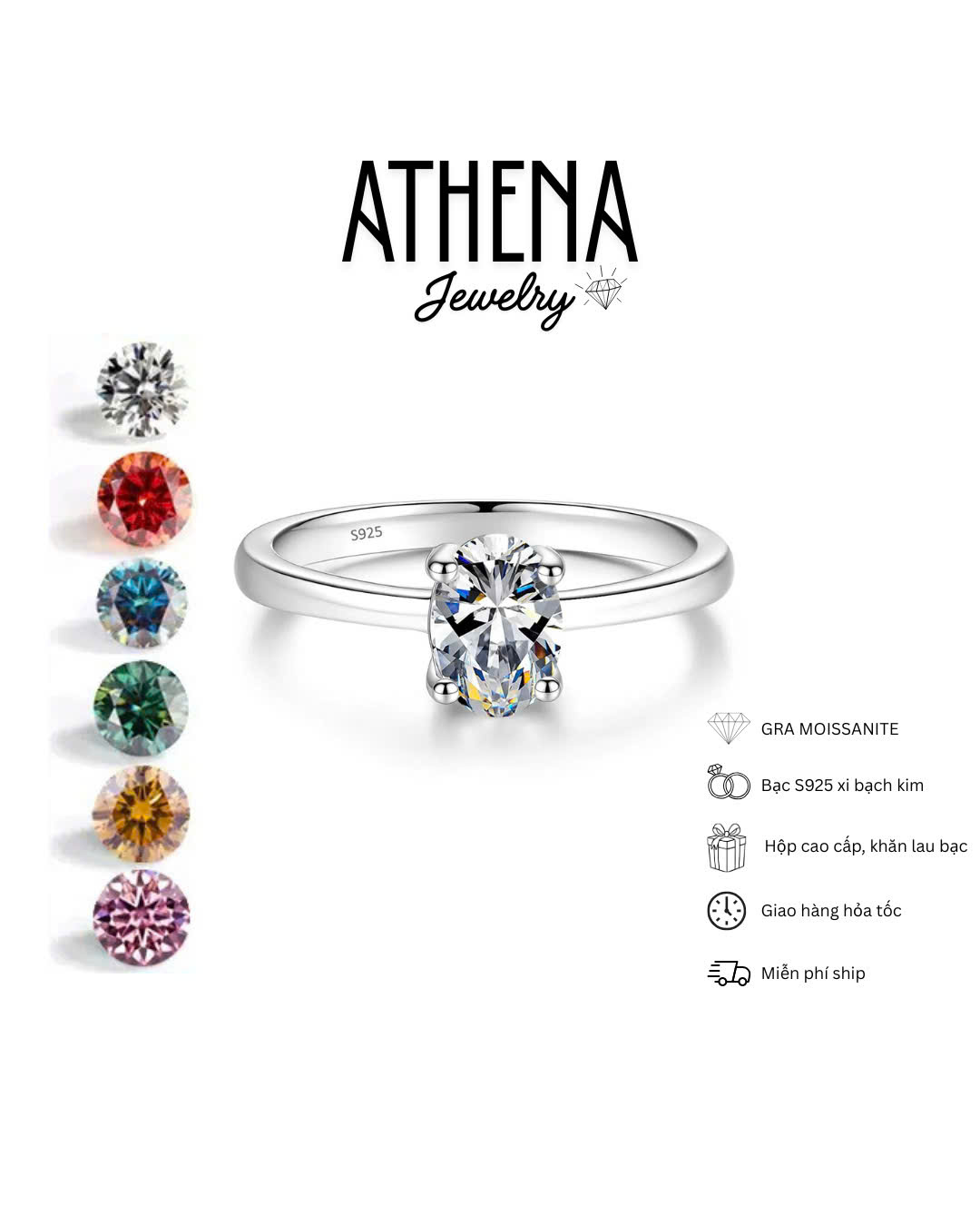Nhẫn oval trắng vỏ trơn