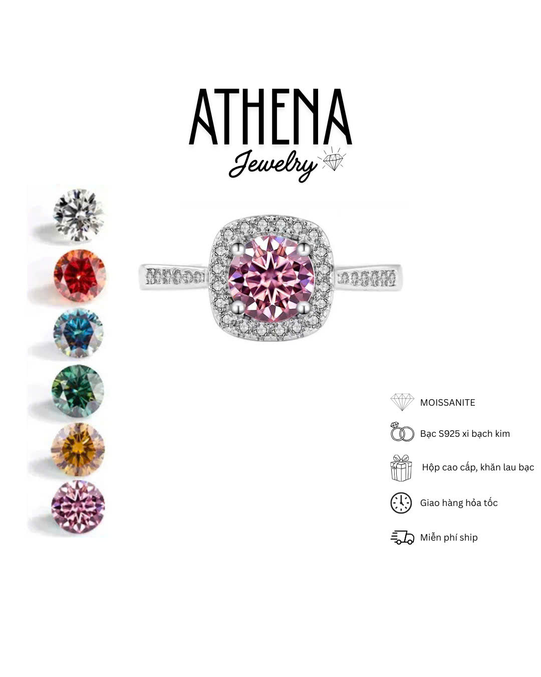 Nhẫn vuông lớn chủ 6,5mm, hình 5